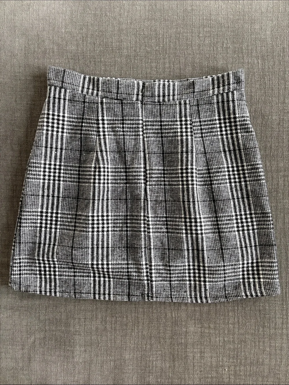 Dark Academia Plaid Mini Skirt, Preppy Checkered Cotton Skirt - Size L
